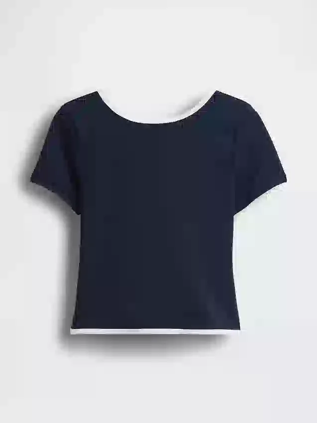 GapFit Smooth – dwustronny top typu crop z kopertowym dekoltem