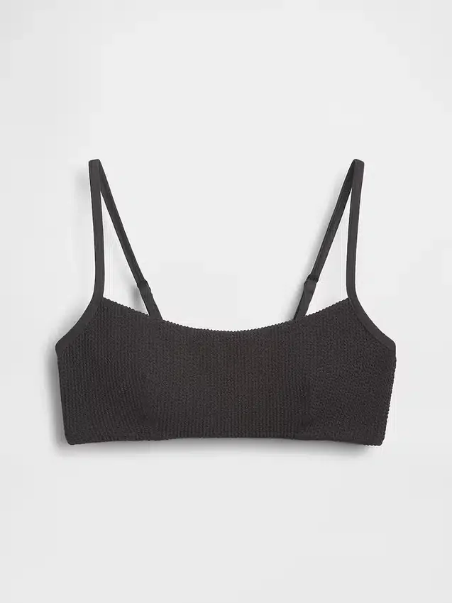 Góra bikini z okrągłym dekoltem i prążkowanym materiałem