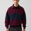 Gruba bluza oversize w paski z półzamkiem