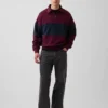 Gruba bluza oversize w paski z półzamkiem