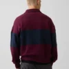 Gruba bluza oversize w paski z półzamkiem