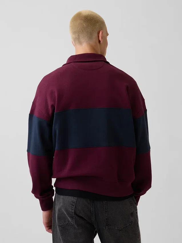 Gruba bluza oversize w paski z półzamkiem