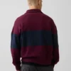 Gruba bluza oversize w paski z półzamkiem