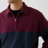 Gruba bluza oversize w paski z półzamkiem
