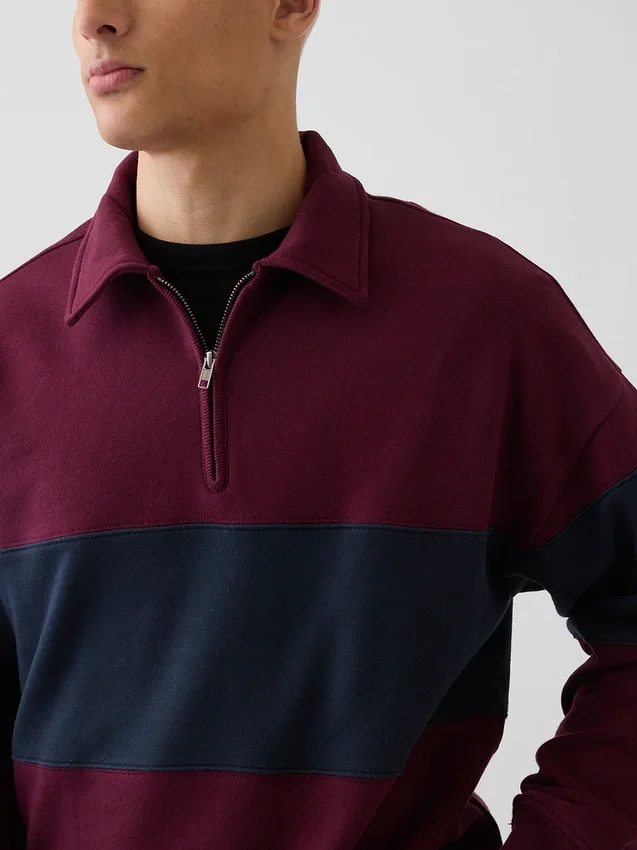 Gruba bluza oversize w paski z półzamkiem