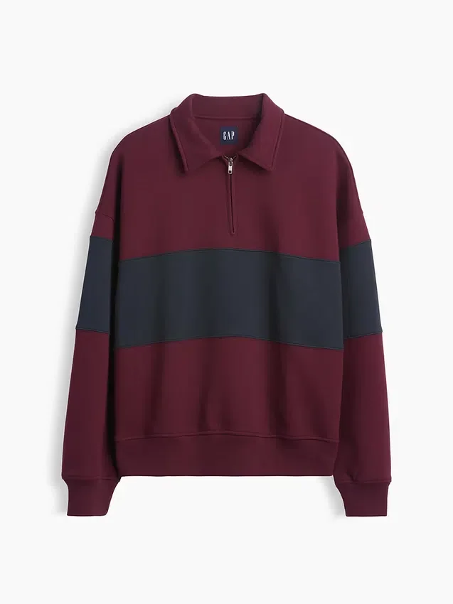 Gruba bluza oversize w paski z półzamkiem