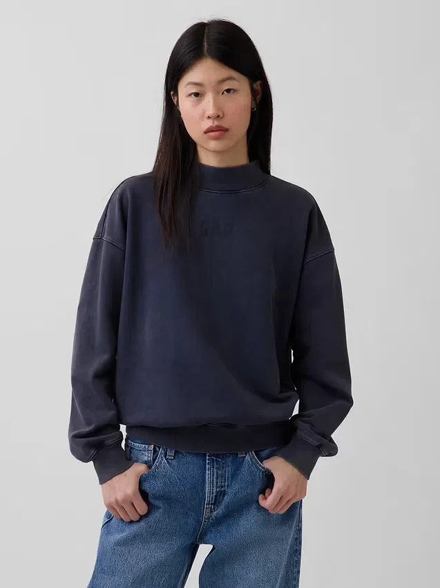 Gruba bluza oversize z frotte francuskiego o stójce