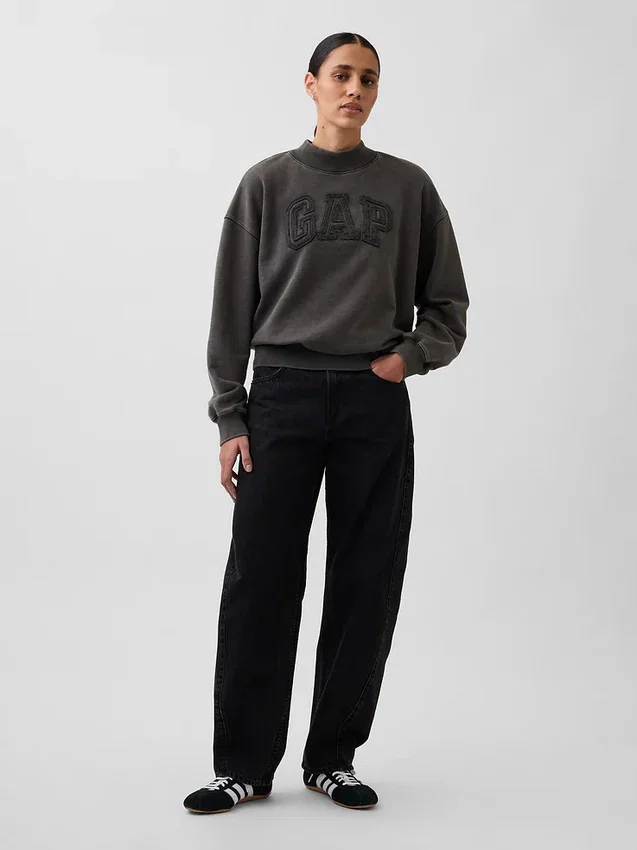 Gruba bluza oversize z frotte francuskiego o stójce