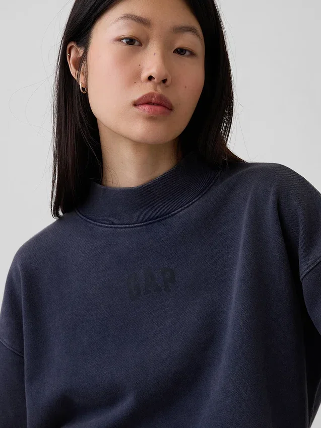 Gruba bluza oversize z frotte francuskiego o stójce