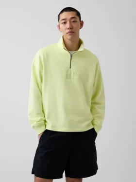 Gruba bluza oversize z logo i zamkiem do jednej czwartej długości