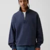 Gruba bluza oversize z logo i zamkiem do jednej czwartej długości