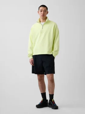 Gruba bluza oversize z logo i zamkiem do jednej czwartej długości