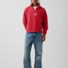 Gruba bluza oversize z logo i zamkiem do jednej czwartej długości