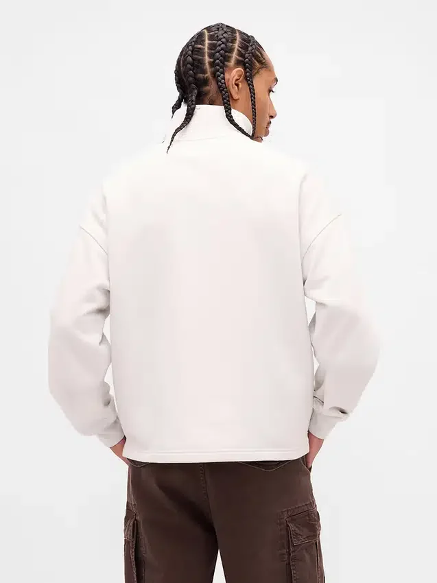 Gruba bluza oversize z logo i zamkiem do jednej czwartej długości