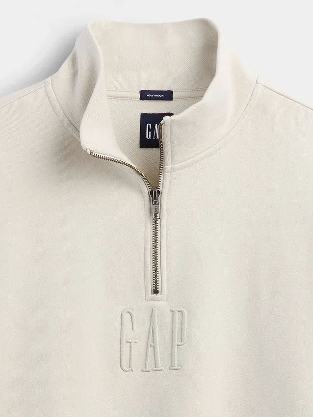 Gruba bluza oversize z logo i zamkiem do jednej czwartej długości