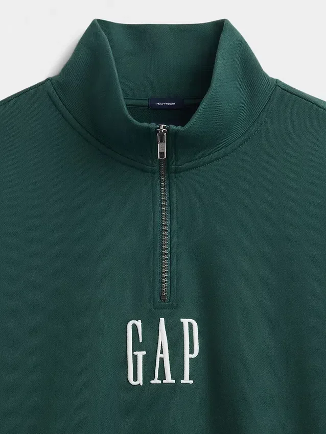 Gruba bluza oversize z logo i zamkiem do jednej czwartej długości