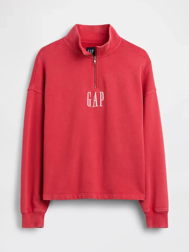 Gruba bluza oversize z logo i zamkiem do jednej czwartej długości