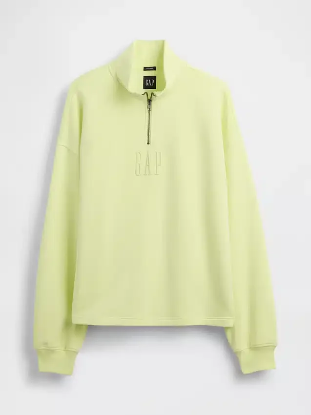 Gruba bluza oversize z logo i zamkiem do jednej czwartej długości