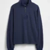 Gruba bluza oversize z logo i zamkiem do jednej czwartej długości