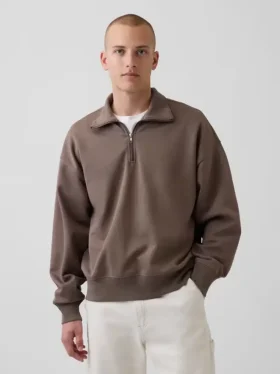 Gruba bluza oversize z zamkiem do jednej czwartej długości dla dorosłych