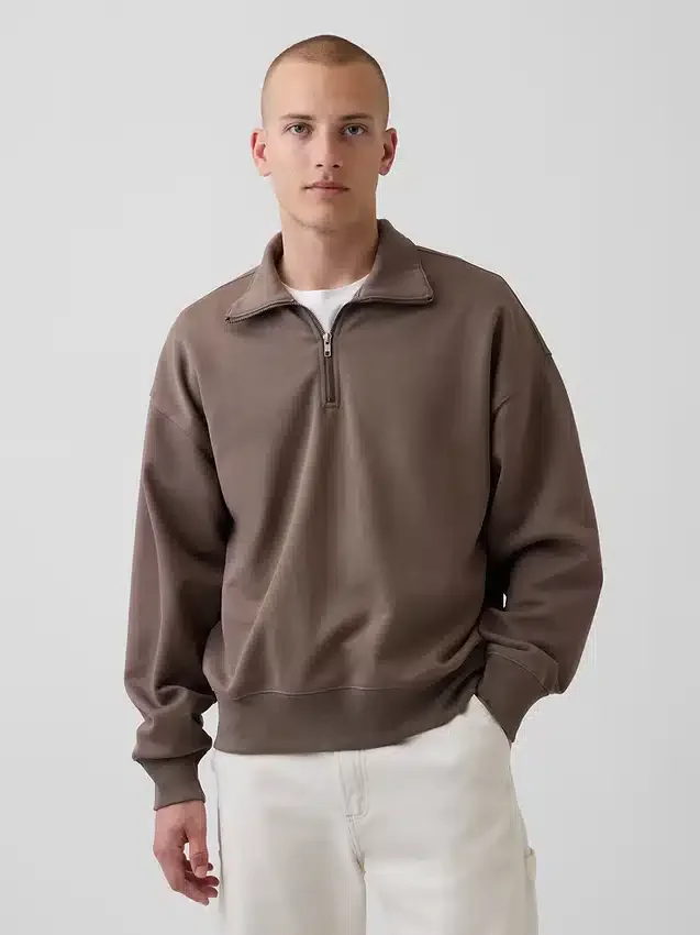 Gruba bluza oversize z zamkiem do jednej czwartej długości dla dorosłych