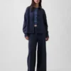 Gruba koszula z frotte francuskiego w stylu oversize z zapięciem na guziki
