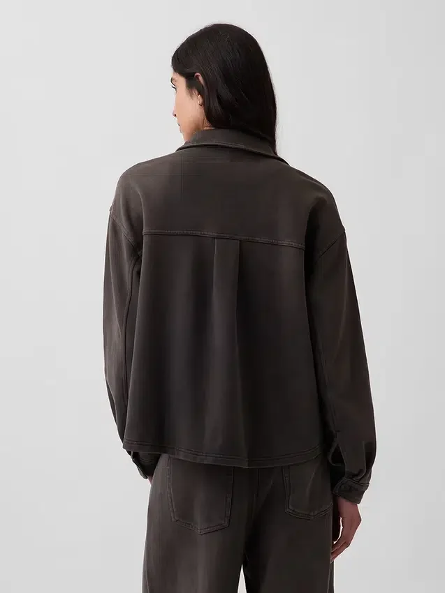 Gruba koszula z frotte francuskiego w stylu oversize z zapięciem na guziki