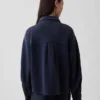 Gruba koszula z frotte francuskiego w stylu oversize z zapięciem na guziki