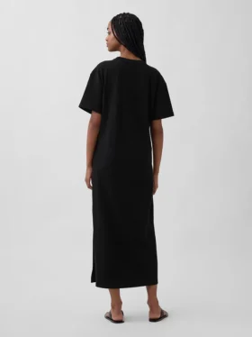 Gruba, oversizowa sukienka typu T-shirt w stylu maxi