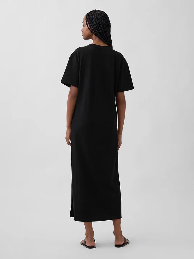 Gruba, oversizowa sukienka typu T-shirt w stylu maxi