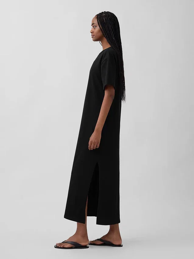 Gruba, oversizowa sukienka typu T-shirt w stylu maxi