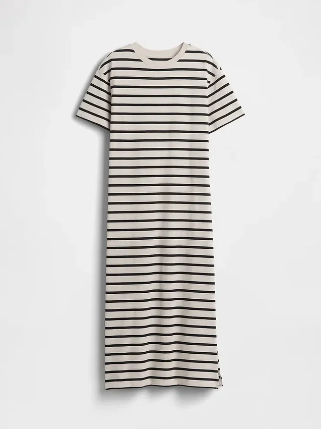 Gruba, oversizowa sukienka typu T-shirt w stylu maxi
