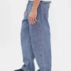 Grube jeansy typu baggy z tkaniny chambray