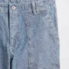 Grube jeansy typu baggy z tkaniny chambray