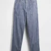 Grube jeansy typu baggy z tkaniny chambray