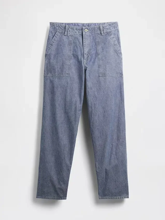 Grube jeansy typu baggy z tkaniny chambray