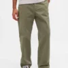 Grube spodnie khaki z tkaniny skośnej w stylu lat 90. o luźnym kroju