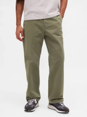 Grube spodnie khaki z tkaniny skośnej w stylu lat 90. o luźnym kroju