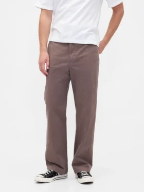 Grube spodnie khaki z tkaniny skośnej w stylu lat 90. o luźnym kroju