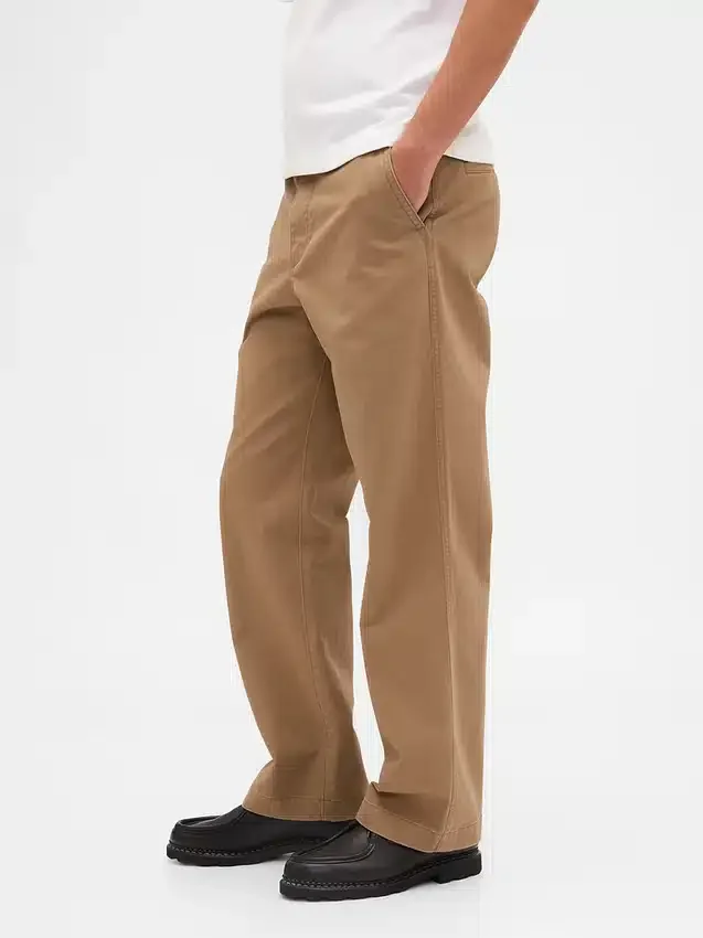 Grube spodnie khaki z tkaniny skośnej w stylu lat 90. o luźnym kroju