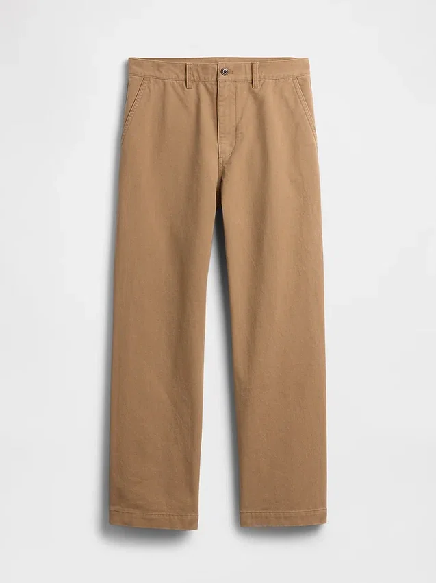 Grube spodnie khaki z tkaniny skośnej w stylu lat 90. o luźnym kroju