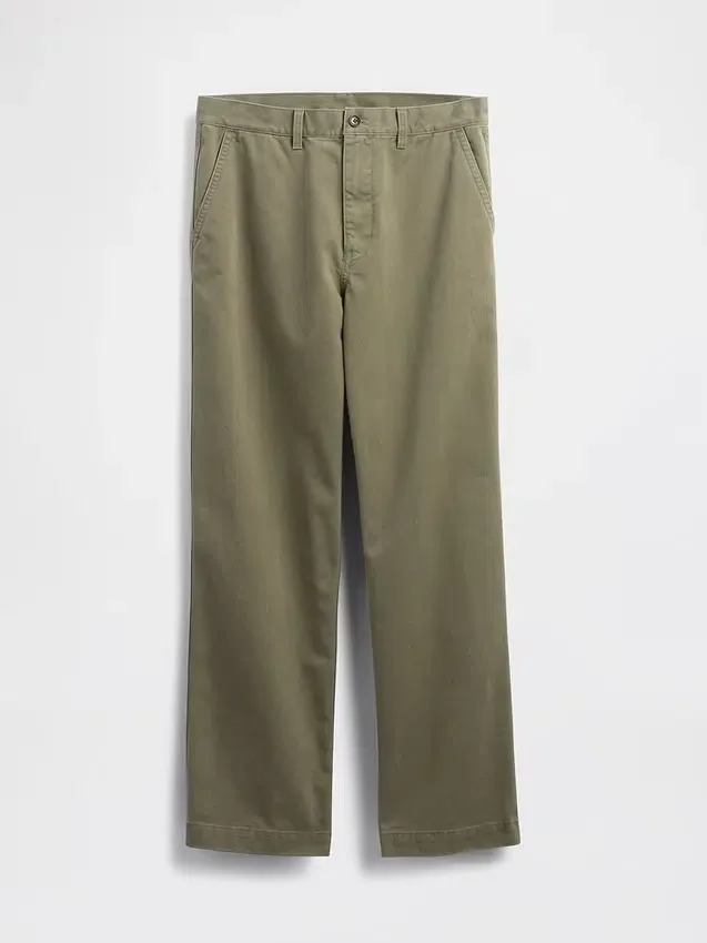 Grube spodnie khaki z tkaniny skośnej w stylu lat 90. o luźnym kroju