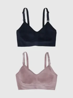 Ingrid and Isabel Basics – bezszwowy biustonosz odzieży ciążowej 2 w 1 do karmienia i odciągania mleka, zestaw 2 sztuki