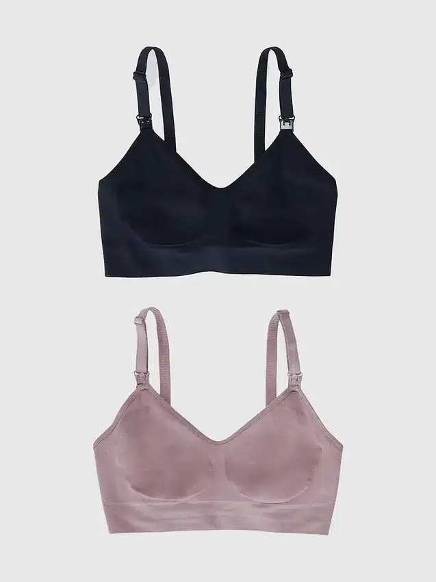 Ingrid and Isabel Basics – bezszwowy biustonosz odzieży ciążowej 2 w 1 do karmienia i odciągania mleka, zestaw 2 sztuki