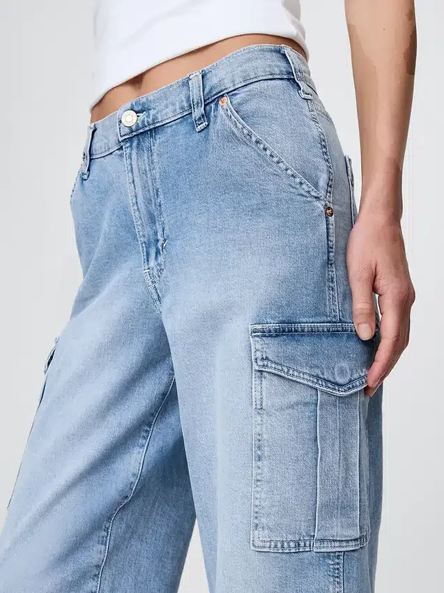 Jeansy cargo z lat 90. o średnim stanie i luźnym kroju