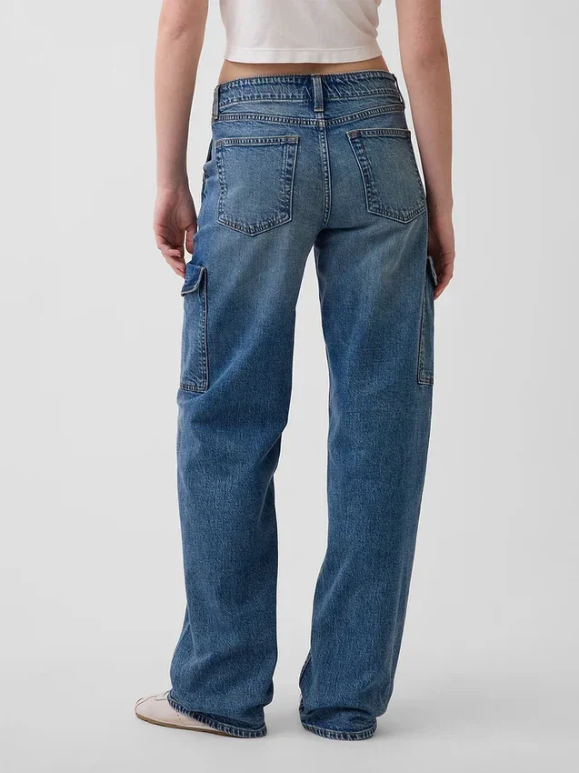 Jeansy cargo z niskim stanem w stylu lat 90.