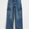 Jeansy cargo z niskim stanem w stylu lat 90.