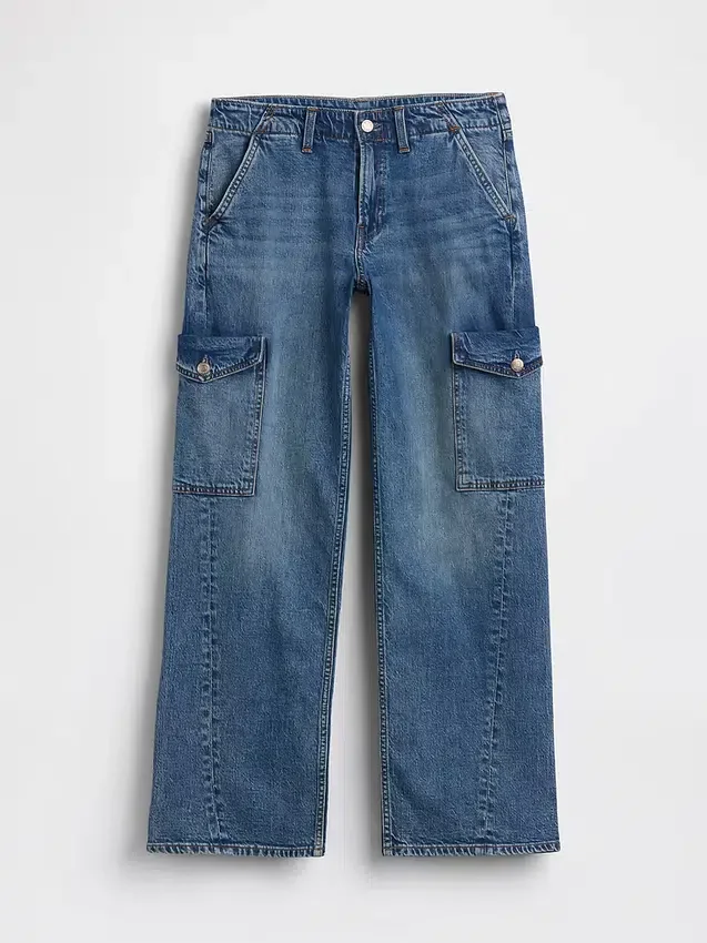 Jeansy cargo z niskim stanem w stylu lat 90.