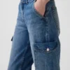 Jeansy cargo z niskim stanem w stylu lat 90.