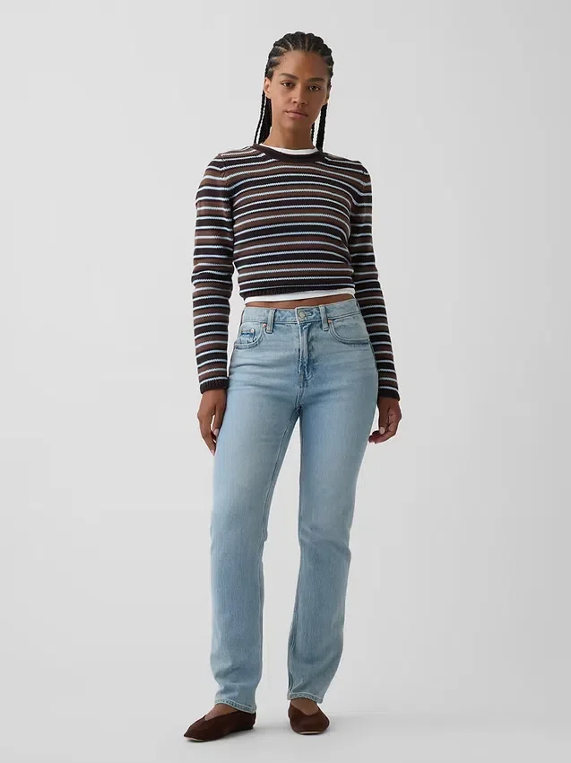 Jeansy Curvy z wysokim stanem, o kroju slim straight w stylu lat 90.